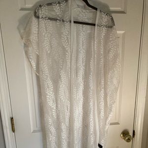 White lace tassel Kimono beach cover